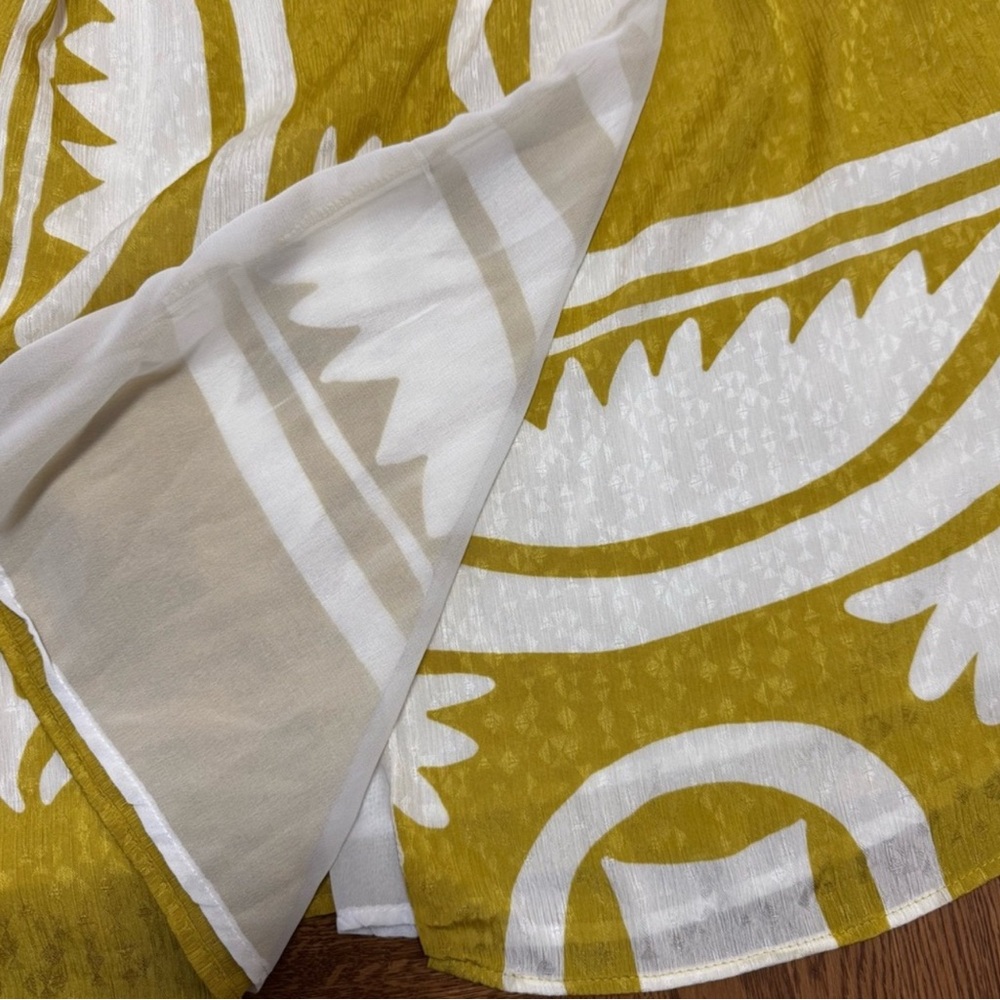 Mango Mustard and White Midi Dress